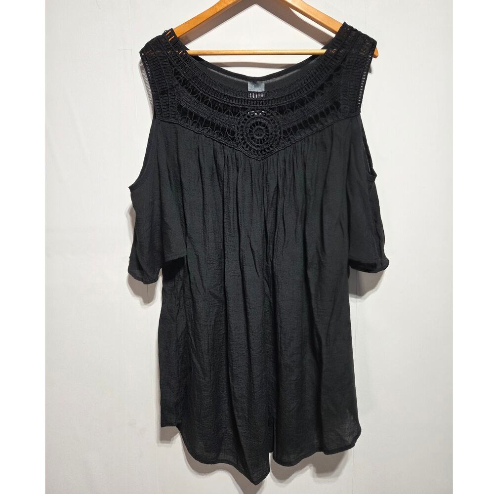 Catalina Black Crochet Cold Shoulder Swim Cover up Size 3XL Vacation Beach